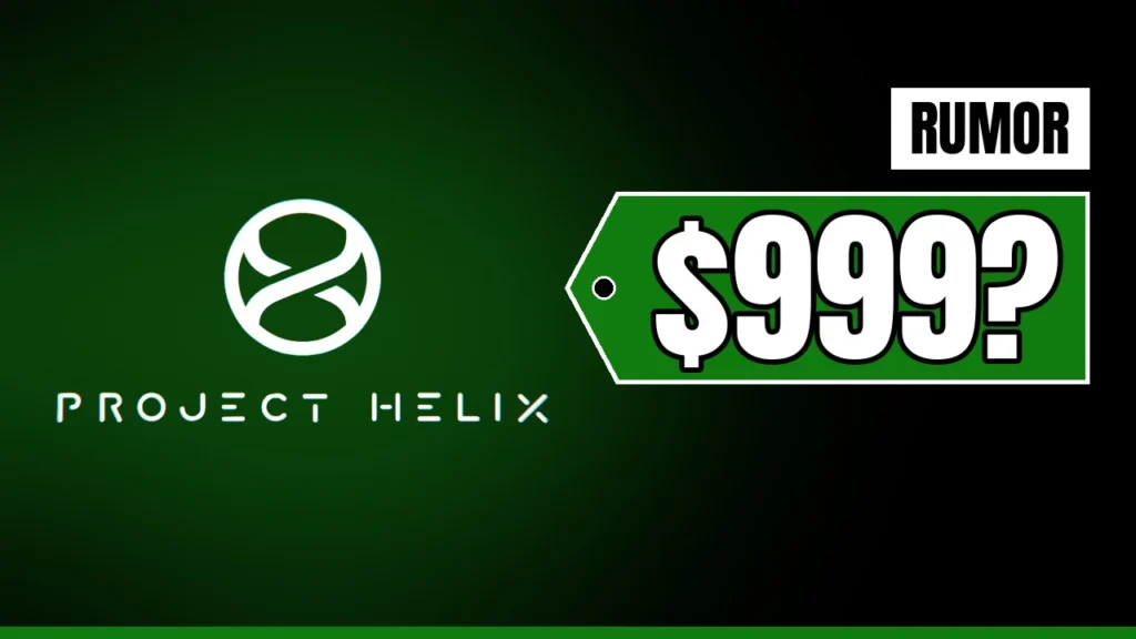 Project Helix logo on a green and black background with a RUMOR banner and a $999? price tag